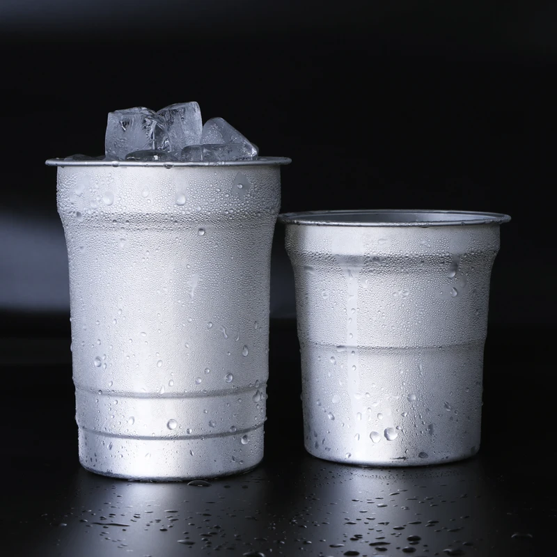 9oz 16oz 20oz aluminum cold drink chill cup recyclable disposable aluminum beer cocktail cup for bar