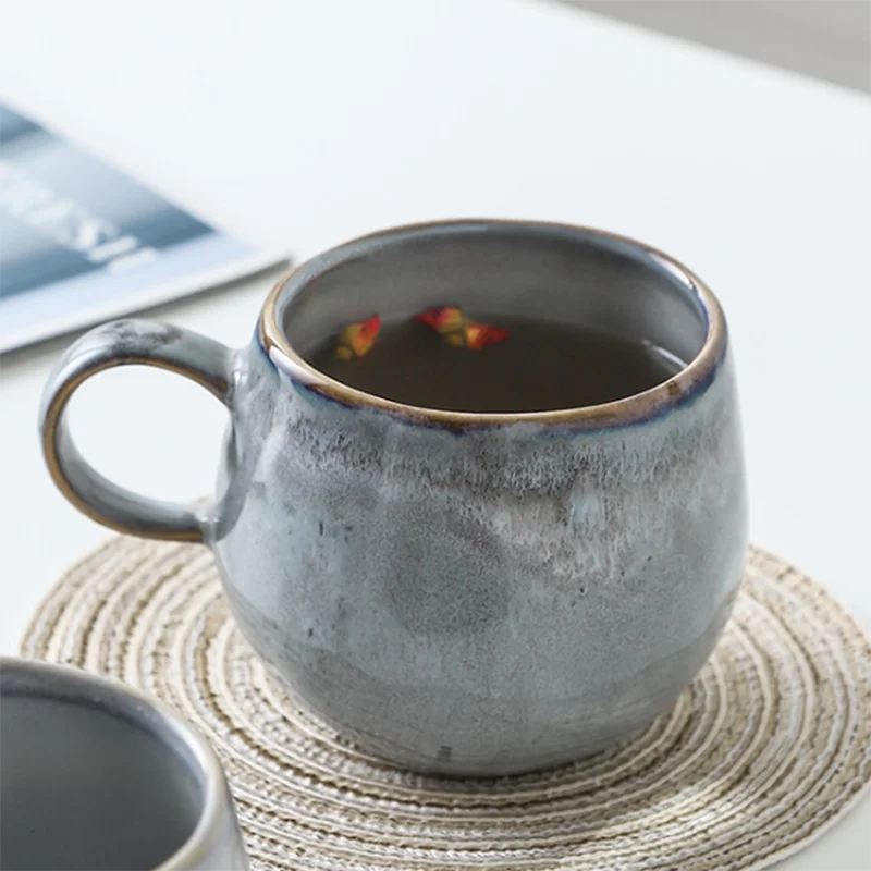 eco friendly wholesale retro large size 500ml creative reactive glaze funny handmade water ceramic mug stoneware coffee mug