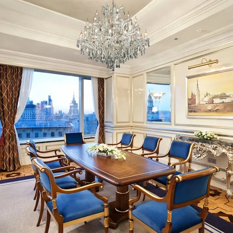 New crystal hotel decorative ceiling big modern european pendent light chandelier for foyer