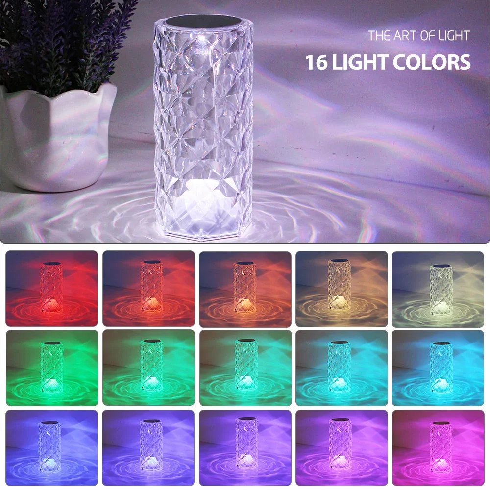 Acrylic RGB remote control romantic LED table lamp rose touch living room housewarming gift color changing night light