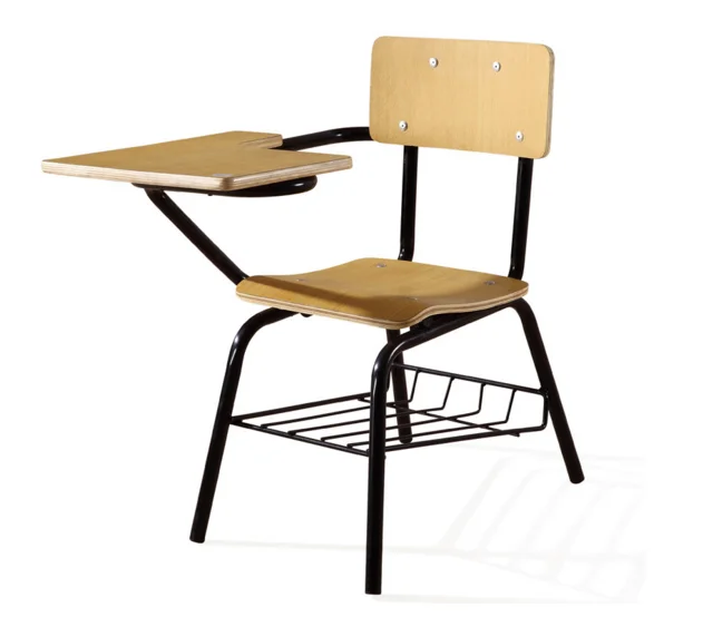 Factory supply Training Room Children Student Modern wooden Desk Chairs Office School Chairs With Writing Pad Tablet