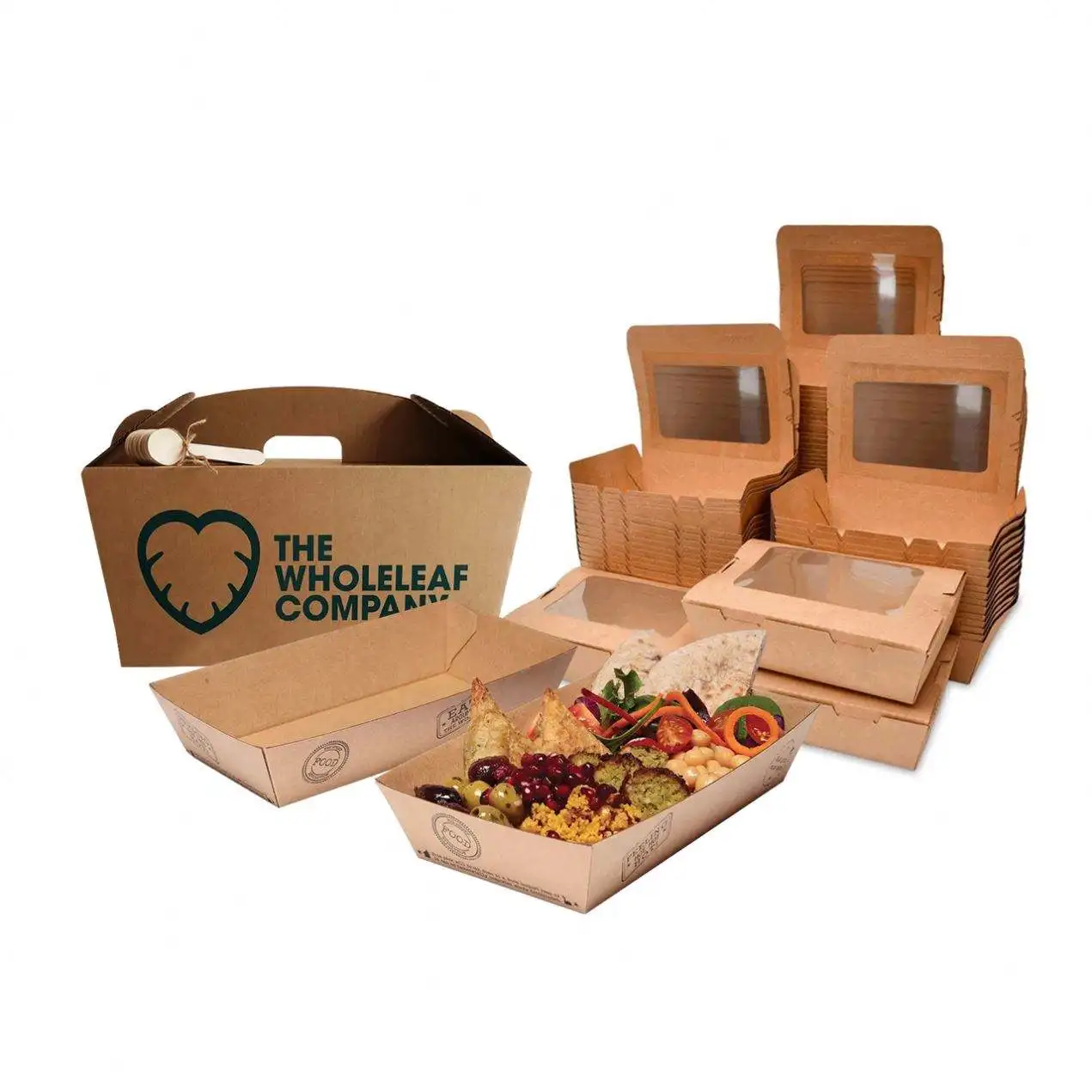 Custom disposable 16 26 32oz kraft packaging pail for food takeout takeaway rice chinese noodle packing paper box with handle