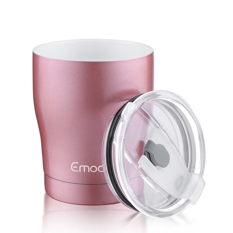 Hot Sales Stainless Steel Ceramic Coffee Mug 10 OZ Double Wall Ceramic Cup Coated Insulated Durable Cup with Lid and Straw