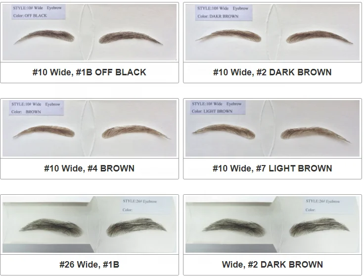 Hand made natural Women mens injection human hair false eyebrow skin injected