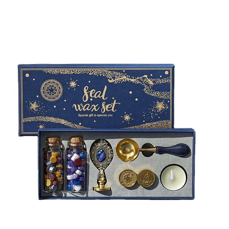 Винтажный набор штампа для восковой печати с металлическим штампом противообжигающий воск плавильная ложка восковые бусины