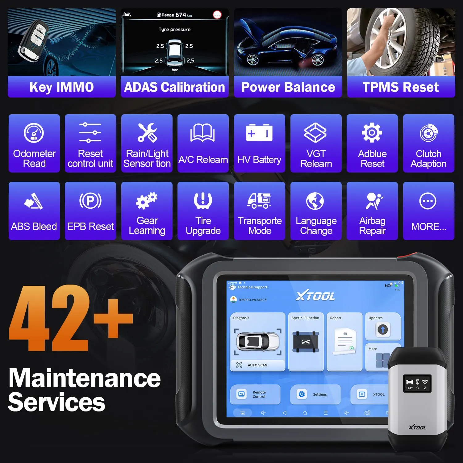 XTOOL D9S Pro OBD2 все системы двунаправленного сканирования диагностические инструменты для VW/BENZ/для BMW ECU онлайн программист