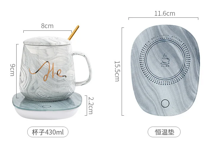 Electric Couples Design Self Heating Heated Warmer Ceramic Smart Coffee Mug With Heating Pad
