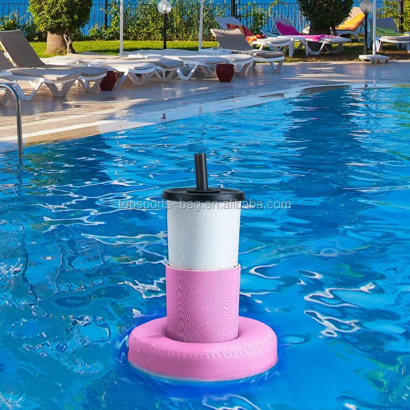 Neoprene Floating Drink Holder Plain Blank Summer Reusable Can Sleeves Drink Pool Floats Cup Holders