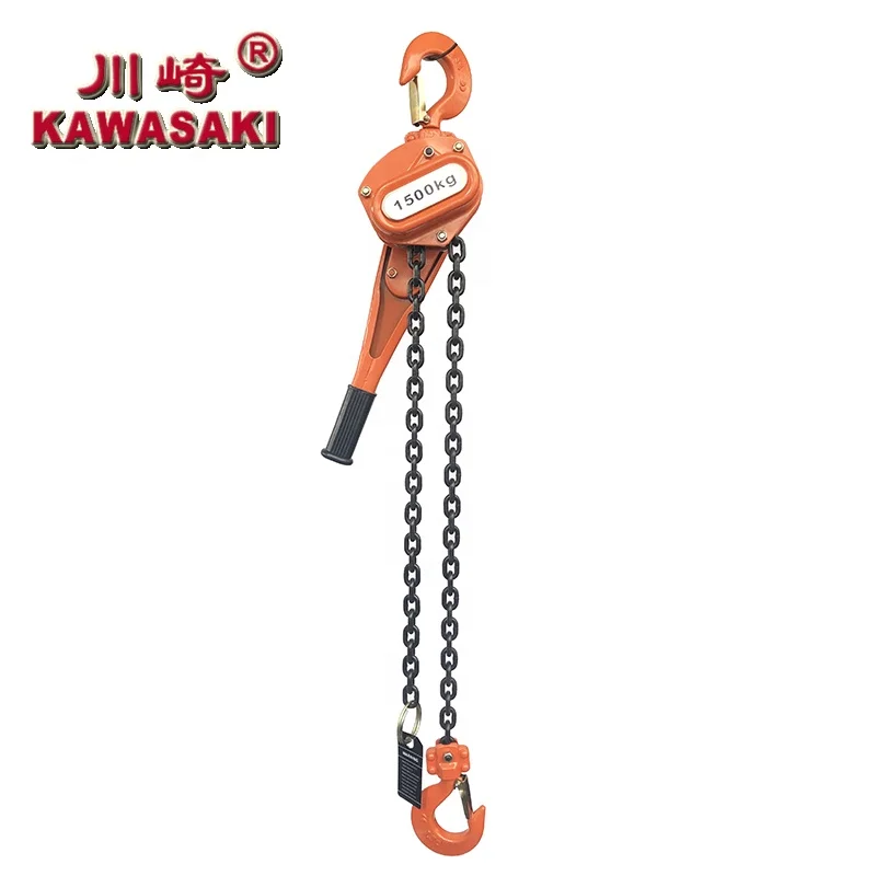 KAWASAKI lever hoist VL  0.75t 1.5t 1.5m to 12 m safety and reliable hand chain block KAWASAKI lever block for lifting