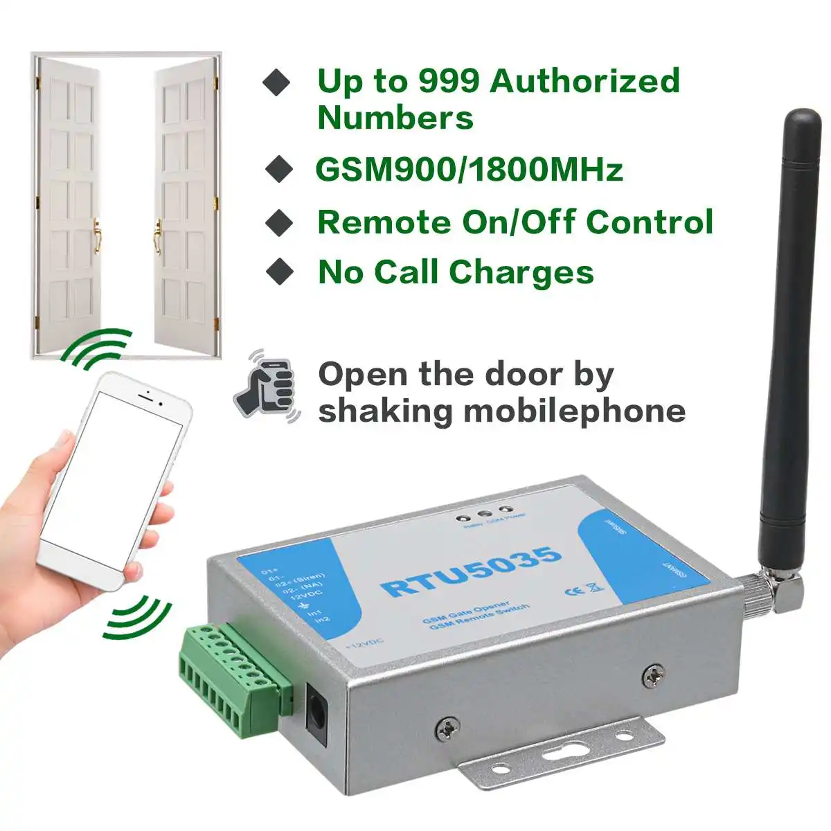GSM Gate Opener Relay Switch RTU5035 Operator Sliding Remote Access Phone Shaking Control Door Opening