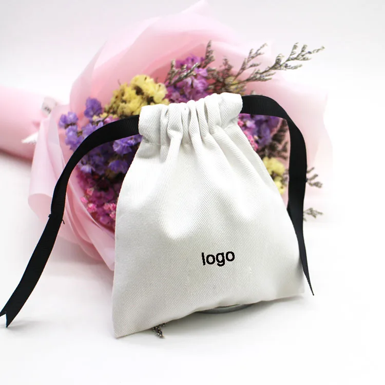 Drawstring Pouches Cotton Muslin bags for jewelry nuts soaps packaging bag with logo