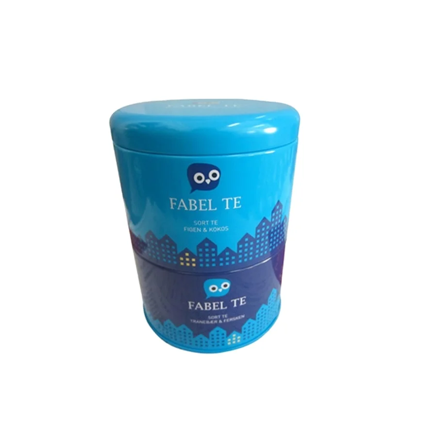 Round shape coffee bean tin cans with double lid