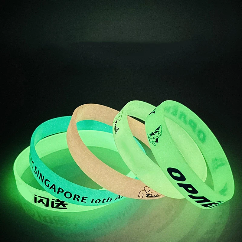 Custom Logo Sports Embossed Printing Silicone Wristband Custom Luminous Silicone Wristband