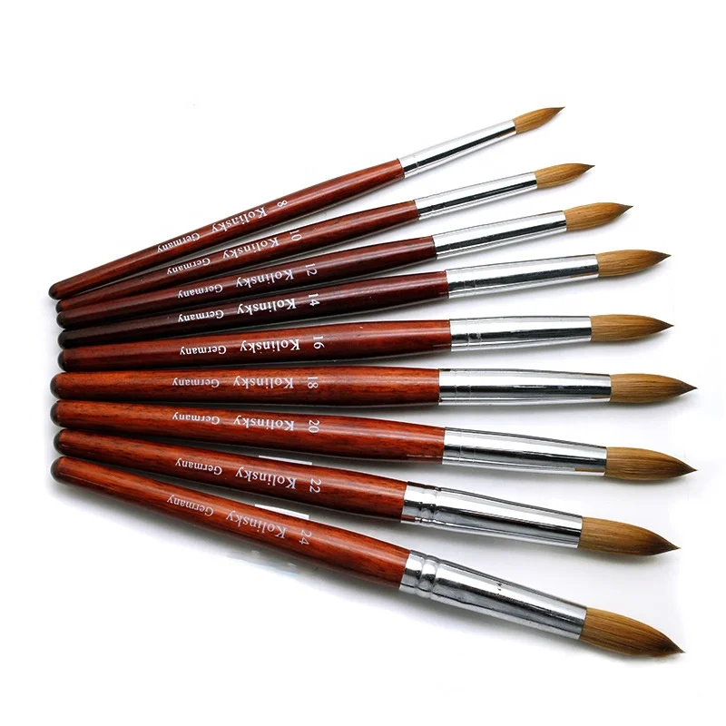 Red Wooden Handle 30% 50% 100% Kolinsky Acrylic Nail Brushes New High Quality Perfect for Professional and Personal Nail Salon