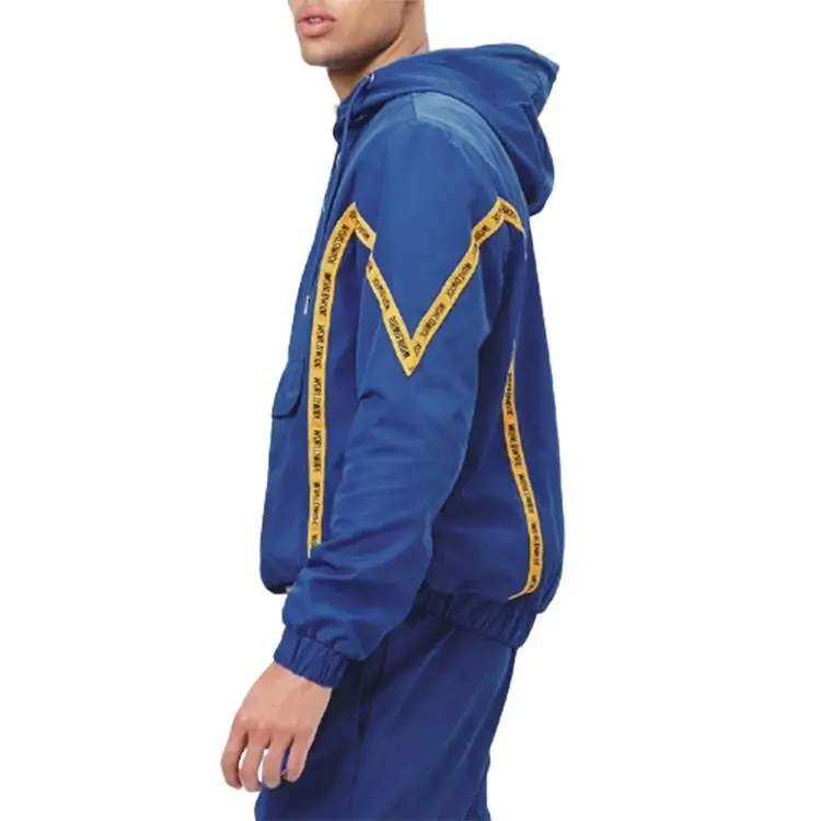 Popular Design Nylon Track Suit Men Cotton Velour Sweatsuit Logo Tracksuit