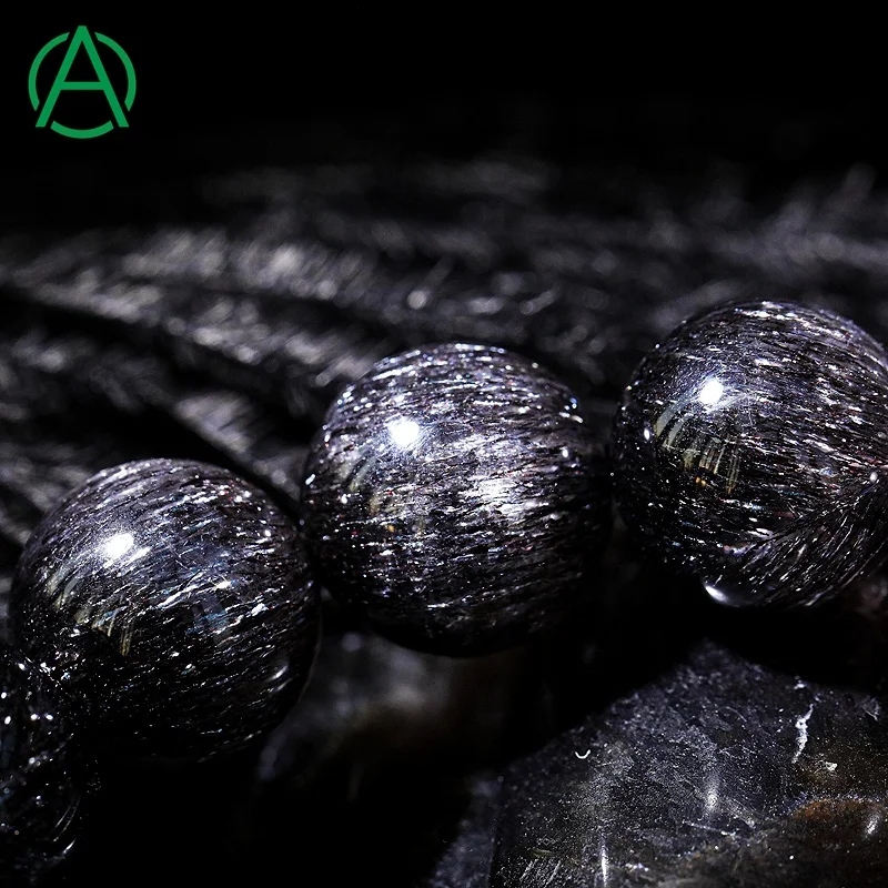 ArthurGem Rare Top Quality Black Fireworks Super Seven Crystal Bracelet Natural Healing Super Seven Gemstone Bracelet Women Men