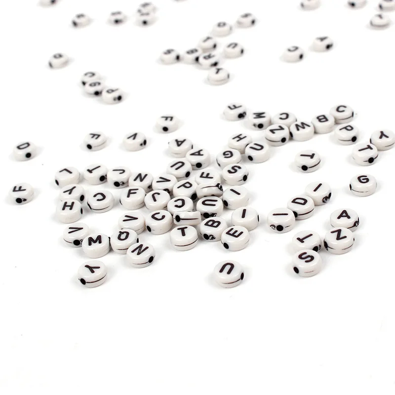 
7*3mm Flat Round White Acrylic Alphabet Letters Beads for Jewelry Making 