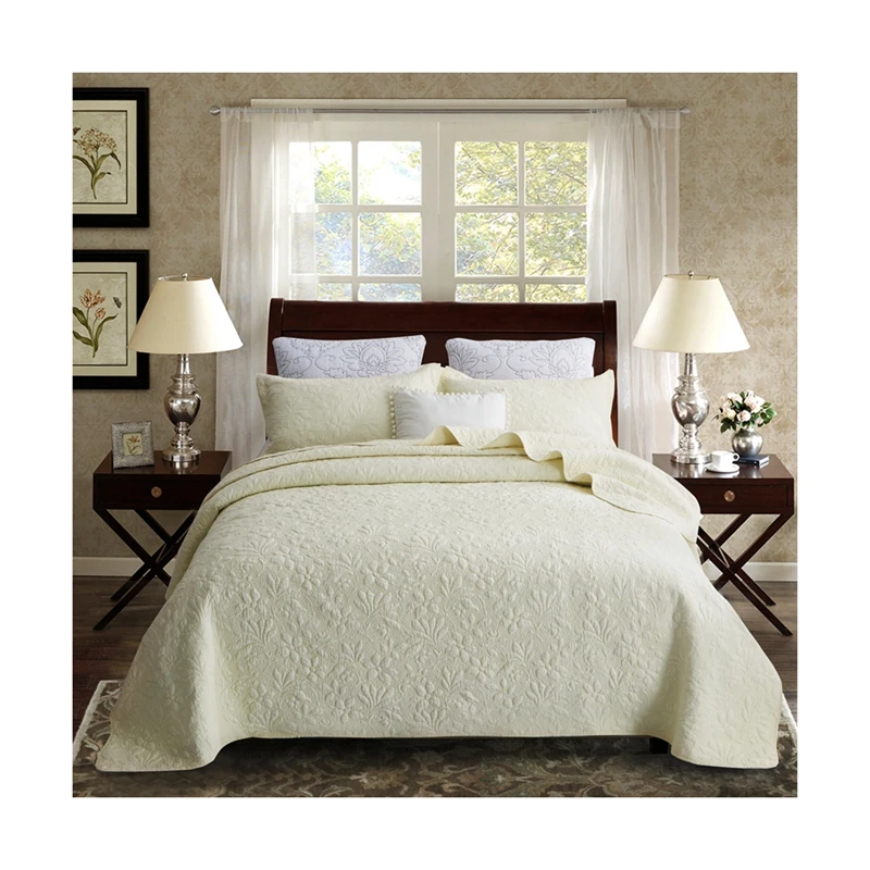 factory Embossing Cotton Quilted Bedspread Pillowcases Patchwork Quilt wholesale