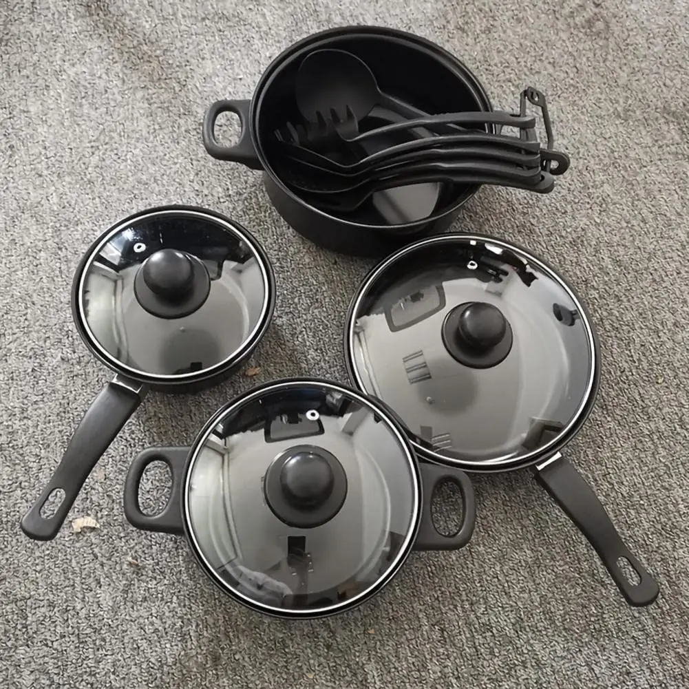 Hot Selling Kitchen 13 Piece Non Stick Cookware Sets Black Pot And Pans Cast Iron Cooking Pot Cookware Set