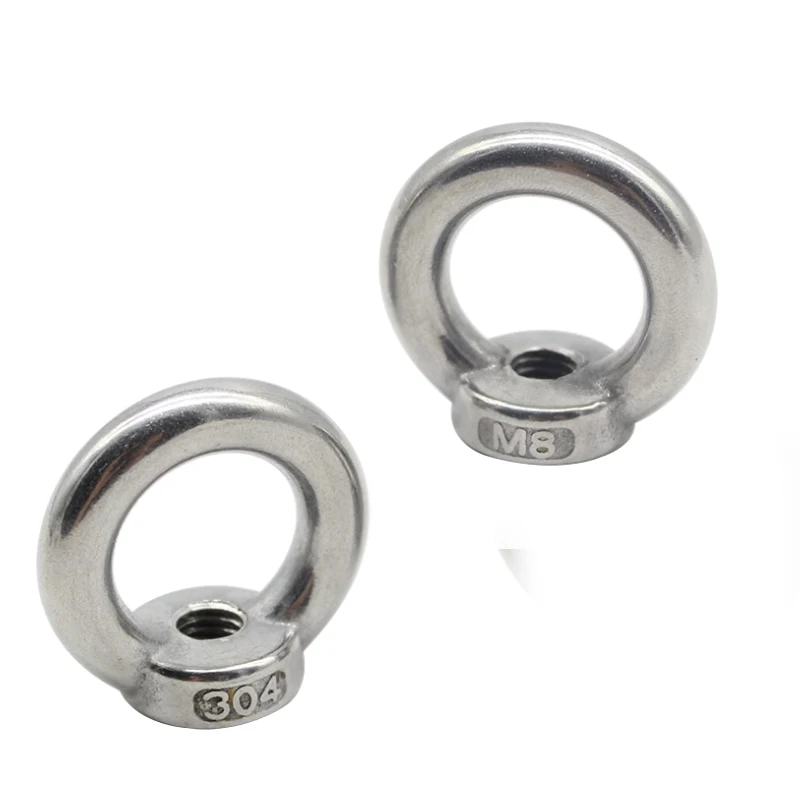Custom 304 Stainless Steel DIN582 Ring Shape Oval Threaded Lifting Eye Nut Rigging Hardware Eyenut