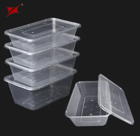 Customizable 500ml 650ml 750ml 1000ml Disposable  Clear Microwavable PP Disposable Plastic Lunch Box Food Containers with Lid