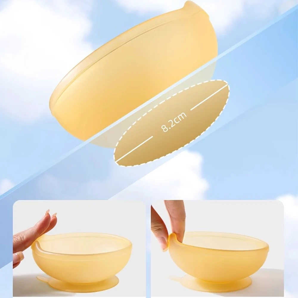 Kids Food Baby Toddler Infant Feeding Bowls Soft Tip Silicone Spoon Set Bpa Free Stay Put Natural Bamboo Suction Bowl