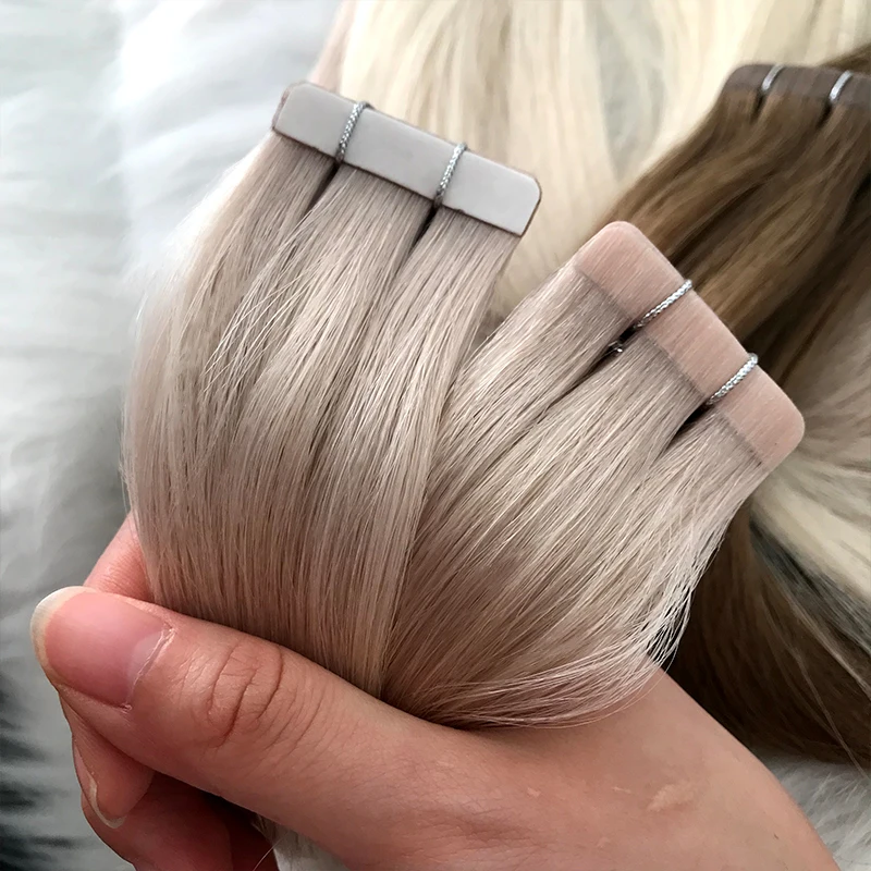 Wholesale Double Drawn Russian Human Hair Adhesive Tape In Hair Extension Virgin Hair Tape In