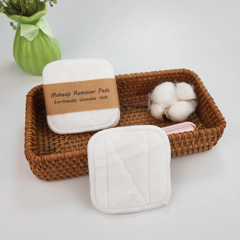 Wall Mounted Cotton Swab Box Makeup Cotton Pad Bamboo 3 Layers Kraft Paper Wholesale Washable Reusable 3layers Velvet Bunld 3pcs