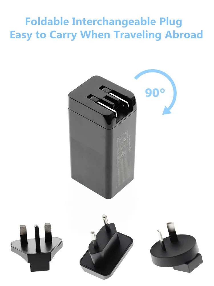  Малый размер 45 Вт 65 Ган PD зарядное устройство 5V 9V 12V 15V 20V 3 портов USB-A USB-C настенное с FCC CE