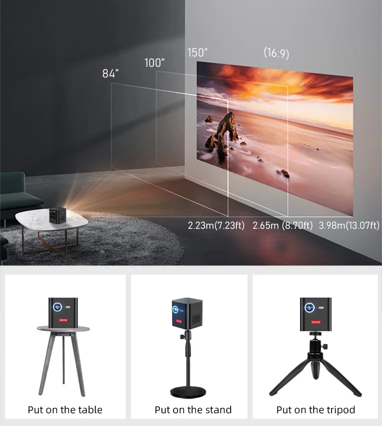 Factory BYINTEK P19 Support WIFI-Display Projector Pocket Mini 1080P DLP Projector Smart 3D with Battery Projector for Home