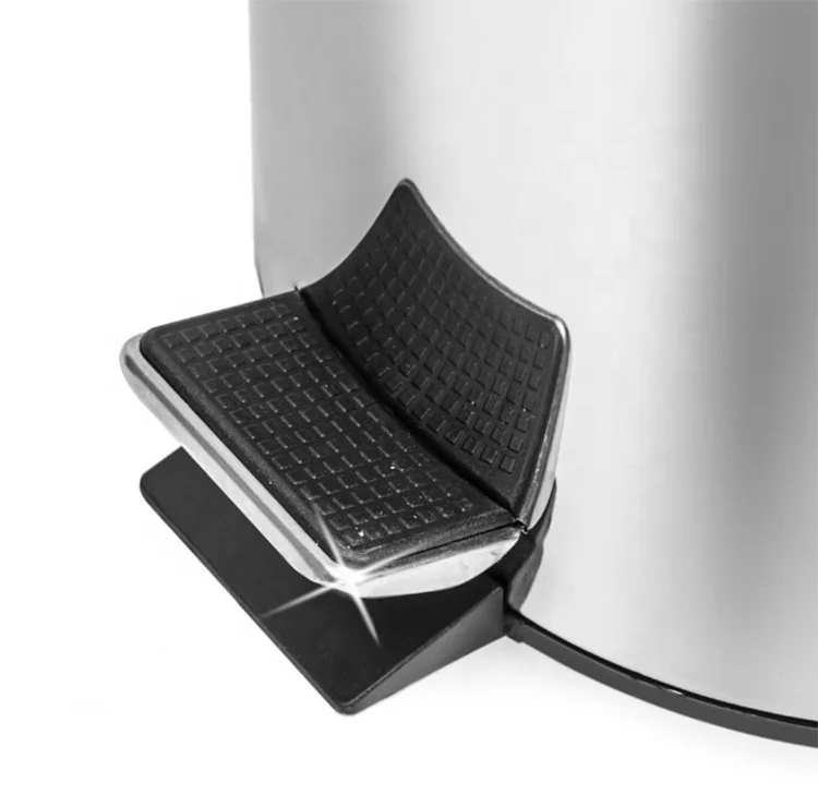 3L 5L Round Shape Stainless Steel Trash Bin Metal Garbage Bin With Bamboo Lid