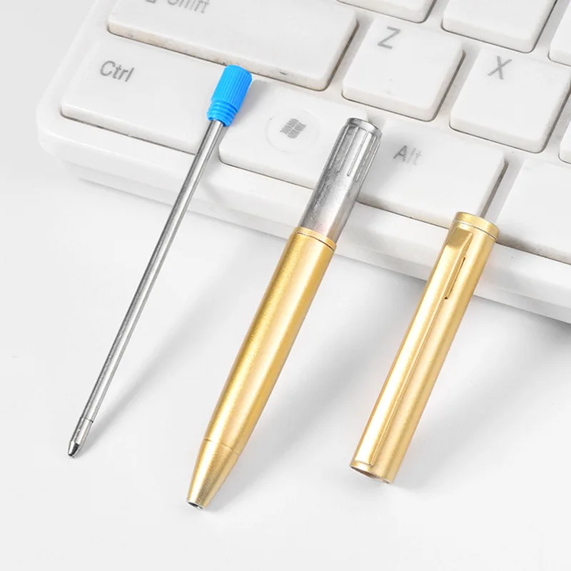 Gold Slim Metallic Retractable Mini  Slim Black Ink Pen