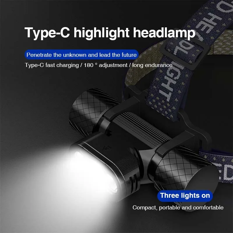 Wide Angle Bead head lamp Aluminum Alloy High waterproof Rechargeable Powerful LED 800LM Head Light With High Lumen Headlamp