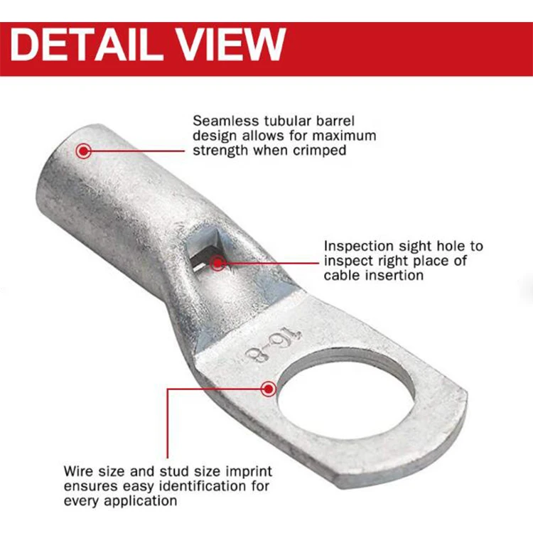 SC Copper Cable Lug Kit Bolt Hole Tinned Cable lugs Battery Terminals copper nose Wire connector