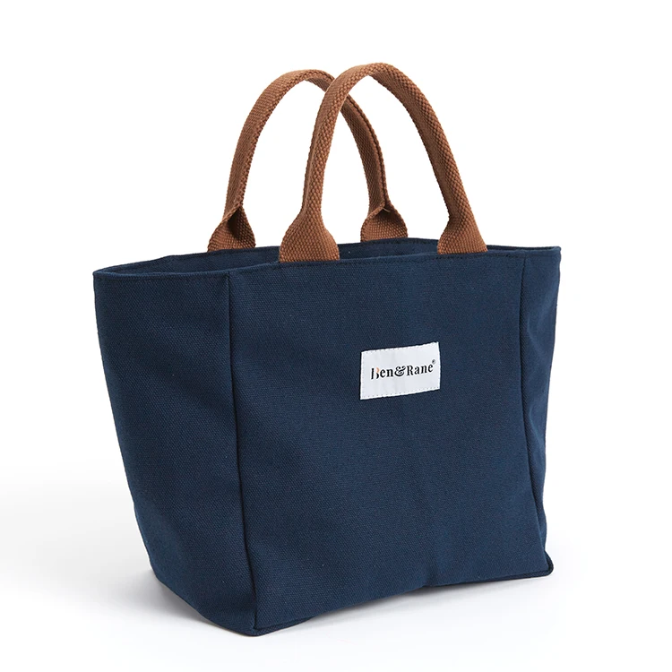 Customized Logo or Size Sample Making Lunch Bag 8oz 10oz 12oz 16oz Canvas with Lining Inside Pocket Shoulder Shopping Tote Bag
