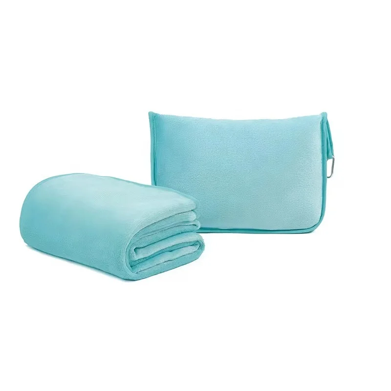 Travel Blanket And Pillow, 2 In 1 Airplane Blanket With Soft Bag Pillowcase, Hand Luggage Sleeve And Backpack Clip Travel Pillow