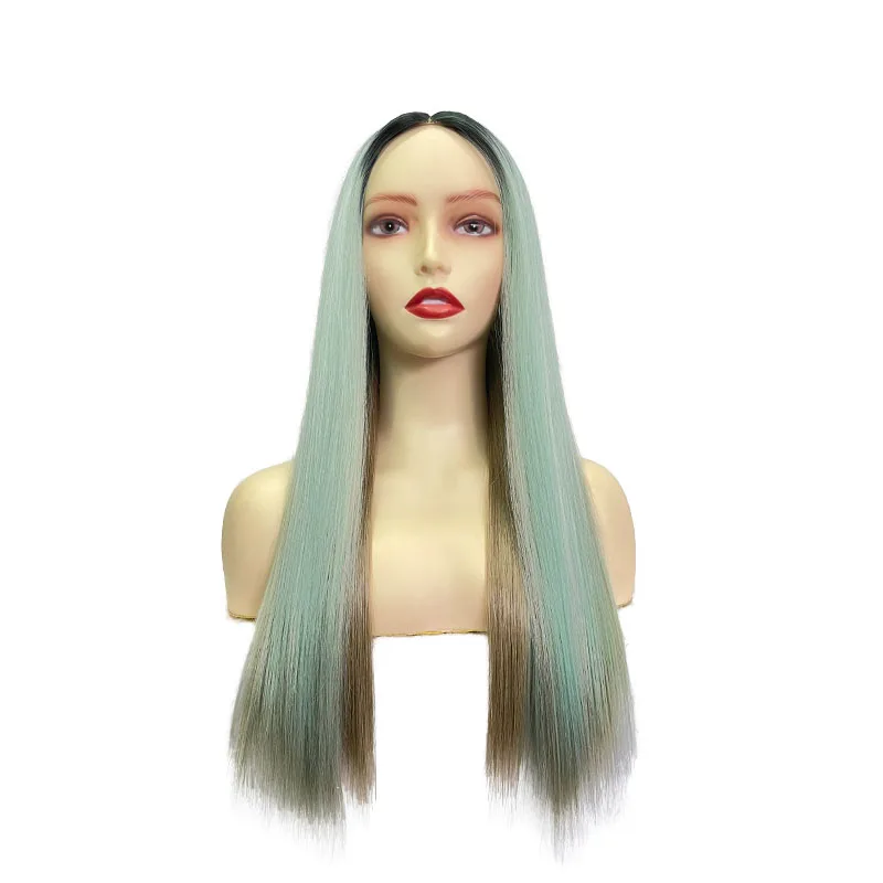 Американский новый модный длинный зеленый парик из кудрявых синтетических волос натуральный волнистый термостойкий для женщин