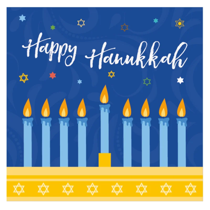Jewish Hanukkah Disposable Tableware Set Happy Chanukah Decoration Paper Plates Cups Napkins Festival Party Supplies