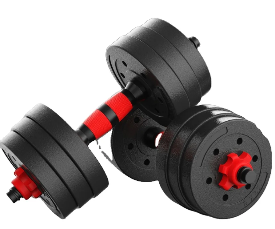 Gym High Quality Environmental Protection Exercise 20KG Weight Lifting Adjustable Cement Material Barbell Dumbbell