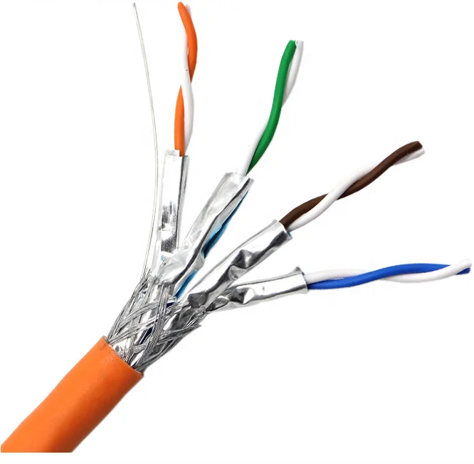 Solid Bare Copper network cable braided Cat 6 SFTP  cat6a ethernet cable
