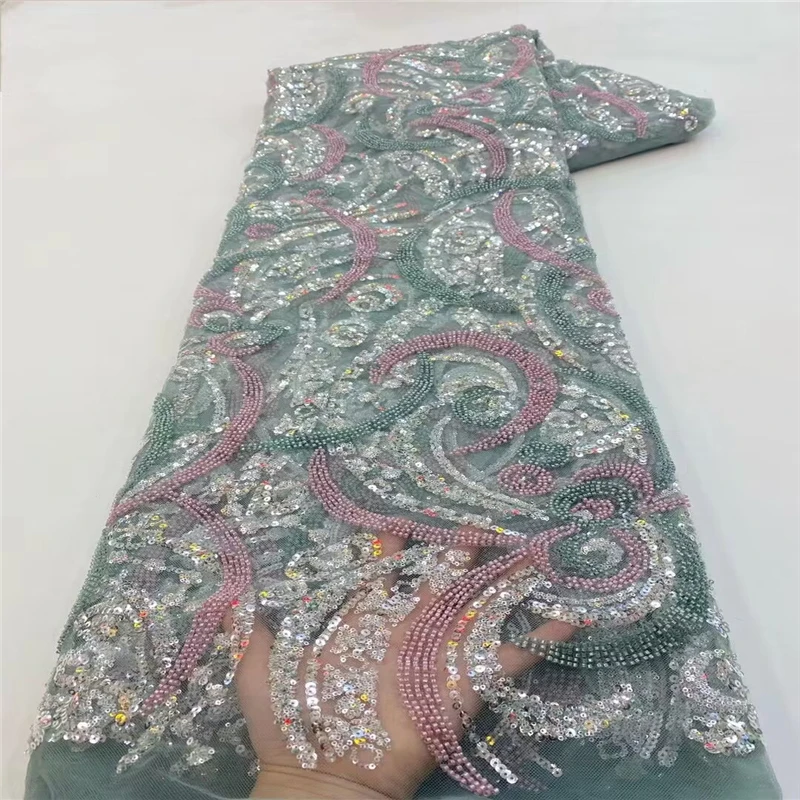 Factory wholesale price new lace Heavy Industry Embroidery beaded tube sequin embroidery 5 gorgeous wedding dress bridal skirt