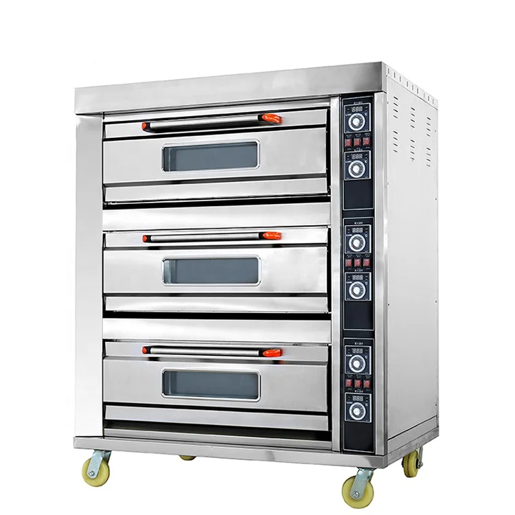 High Quality Industrial type 3 decks 9 trays Gas oven for baking with CE Approval and Timer Baking Bread Gas Oven for Good Price