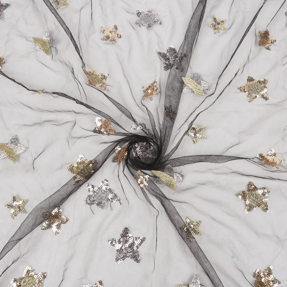 manufacturer floral evening dresses fabric, competitive price embroidery fabric/star net fabric