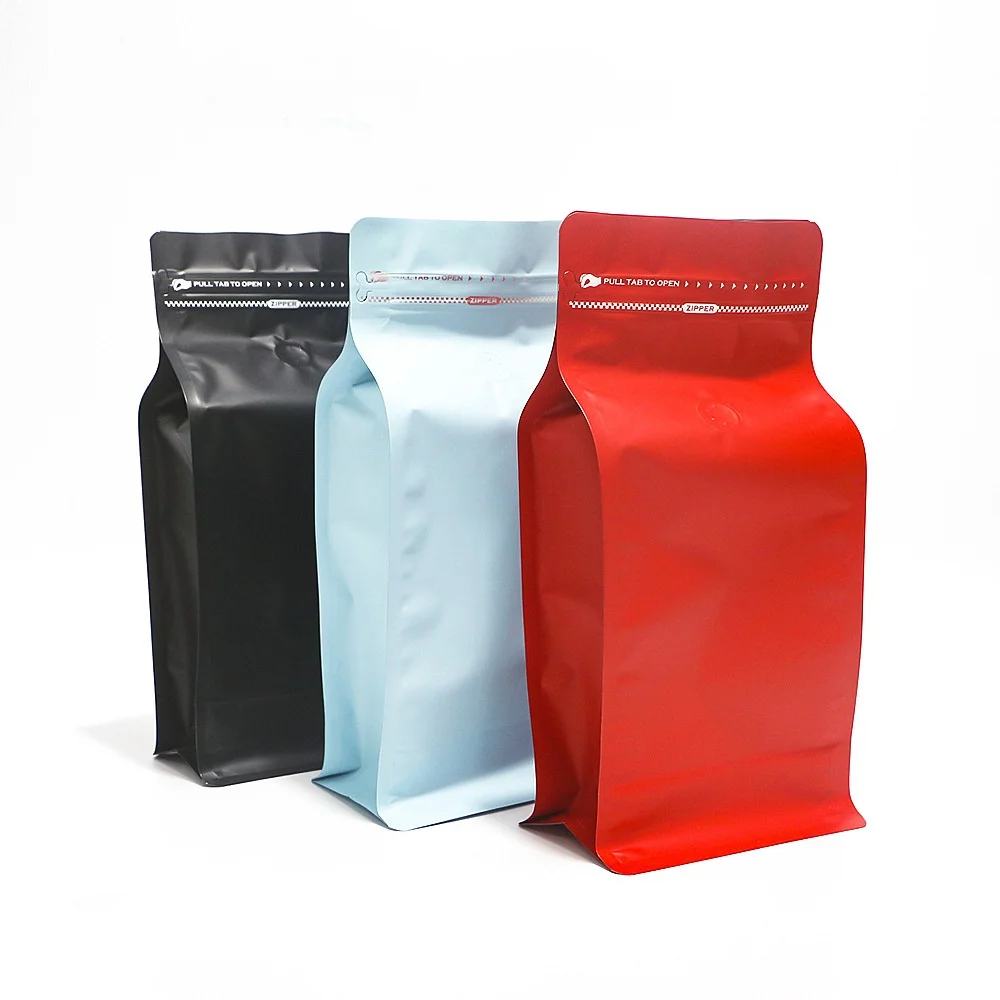 custom Coffee Packaging Bag 12oz 5LB Bolsa De Cafe 250g 1kg Flat Bottom Coffee Bags With Valve Zipper Coffee Bean Packaging