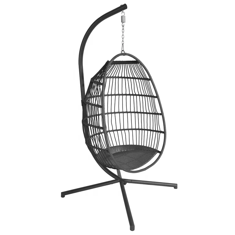 Hot Selling Outdoor Patio Furniture Garden Balcony Foldable Egg Shaped Mail Packing Rattan Rope Basket Hanging Swing Chair