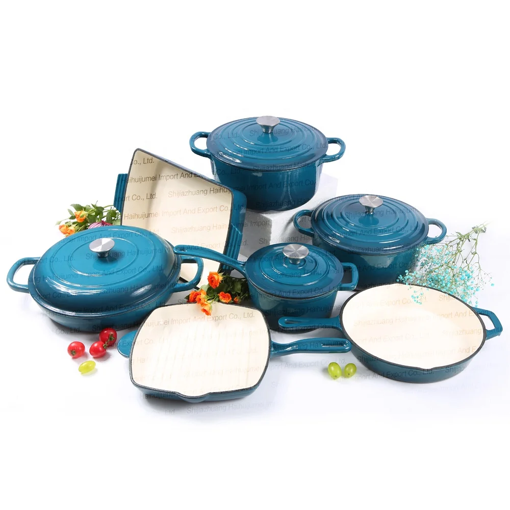 High Quality Pots And Pans Nonstick Enamel Cast Iron Soup & Stock Pots Cookware Set