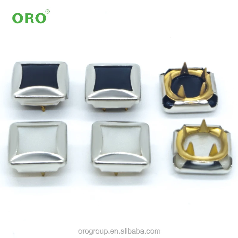 11MM square cap metal prong pearl snap button for clothing,Wholesale brass metal buttons prong snap button