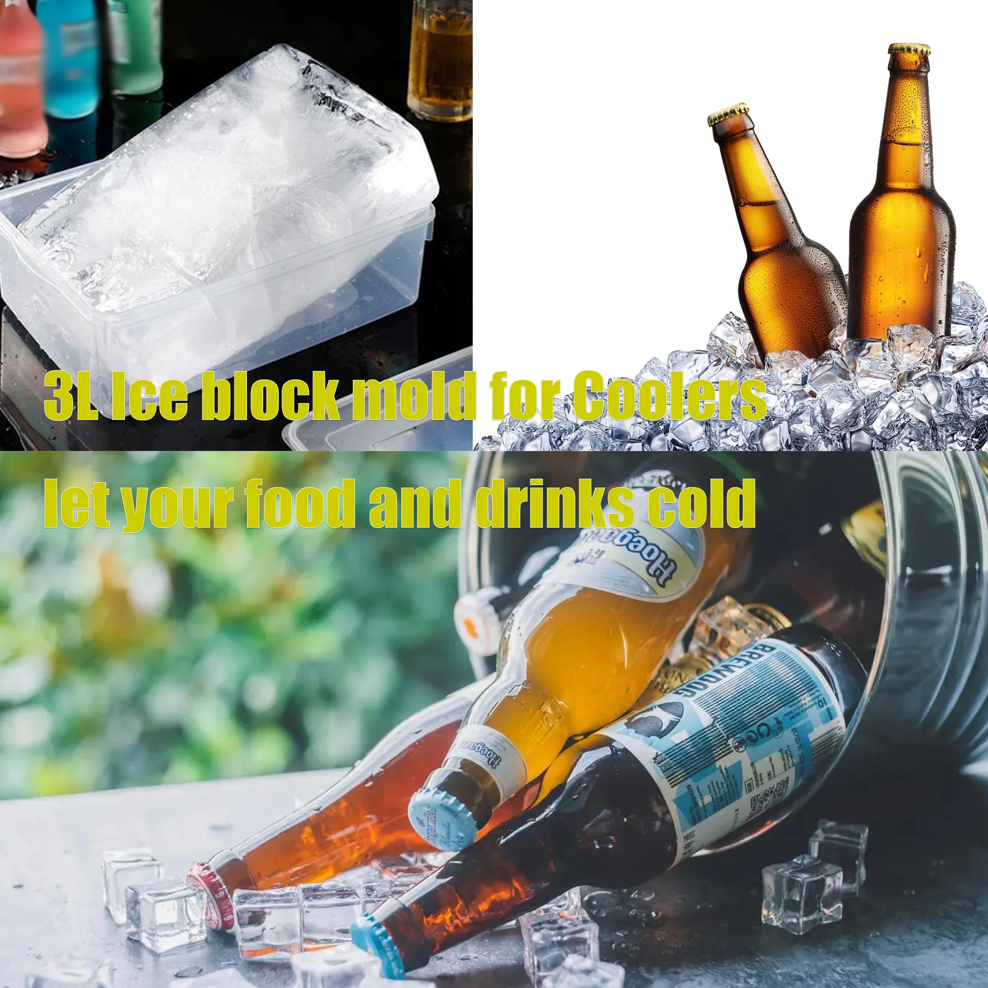 Sevenlots Extra Large Ice Block Mold Silicone Ice Block Mold Ice Bucket For Freezer,Cooler,Reusable Large Ice Cube Tray