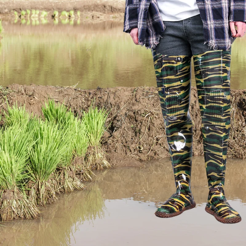 Green Waterproof Camouflage Integrated Planting Fishing Farm Jungle Adventure Boots Rice Paddy Boots