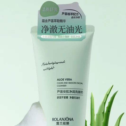 New Arrival Private Label Rolanjona Aloe Vera Extract Cleansing & Soothing Moisturizing Gentle Skin Care Foam Facial Cleanser
